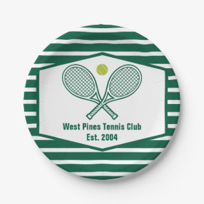 Green Striped Tennis Custom Country Club Paper Plates