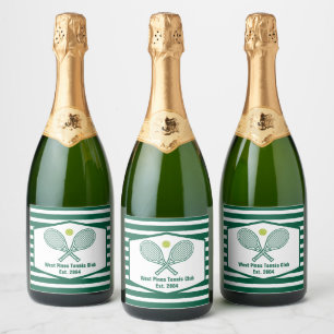 Green Striped Tennis Custom Country Club Sparkling Wine Label