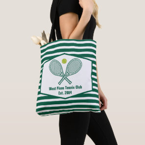 Green Striped Tennis Custom Country Club Tote Bag