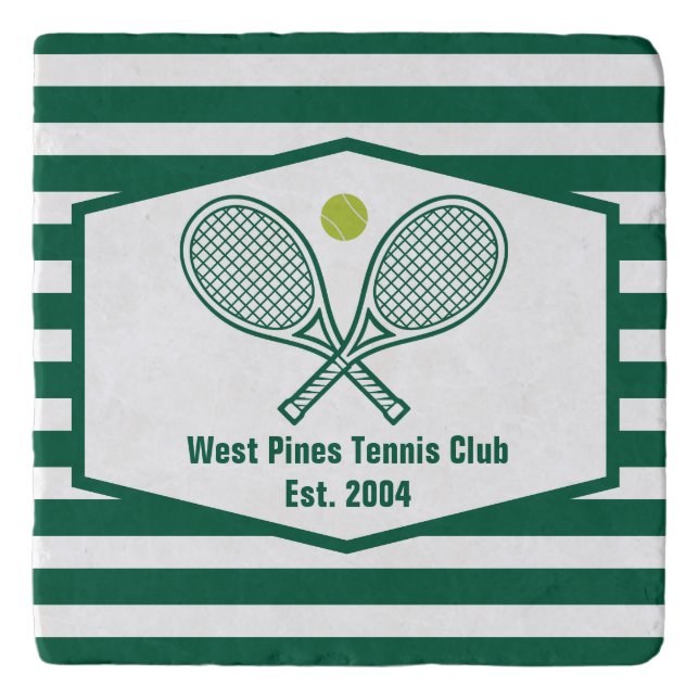 Green Striped Tennis Custom Country Club Trivet (Front)
