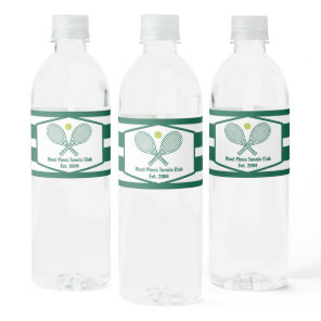 Green Striped Tennis Custom Country Club Water Bottle Label