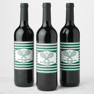 Green Striped Tennis Custom Country Club Wine Label