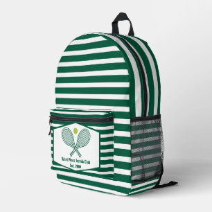 Green Striped Tennis Player Personalized Printed Backpack