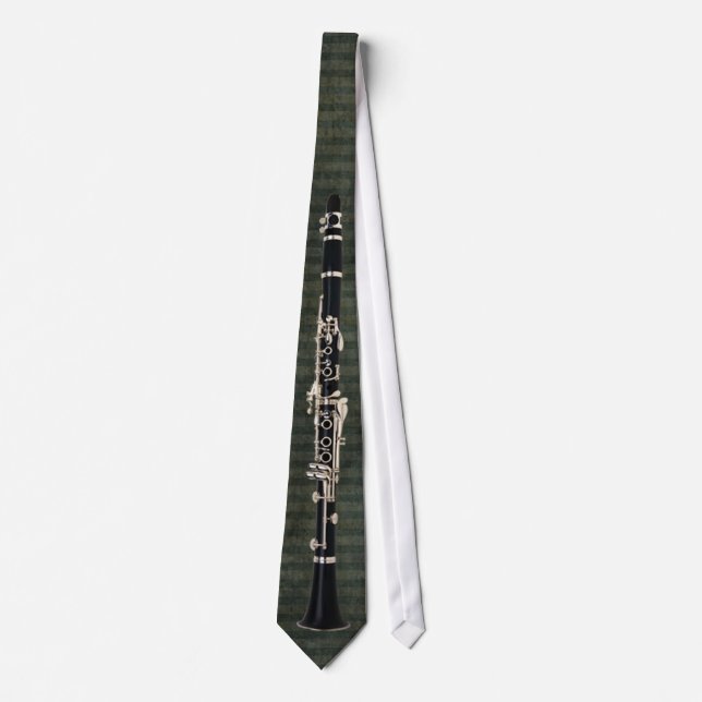Green-Striped Tied Clarinet Tie (Front)