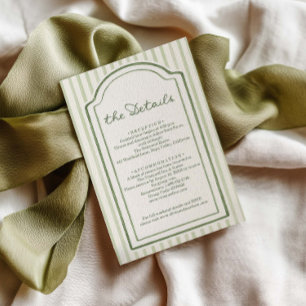 Green Striped Wedding Details Enclosure Card