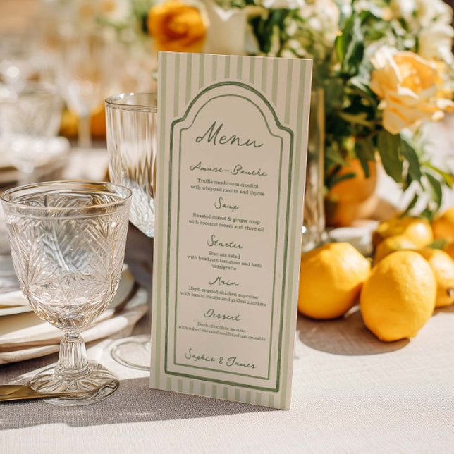 Green Striped Wedding Flat Menu (Creator Uploaded)
