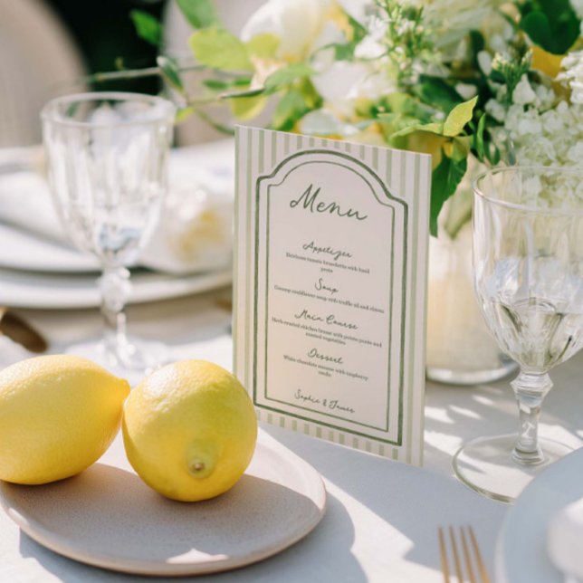 Green Striped Wedding Flat Menu (Creator Uploaded)