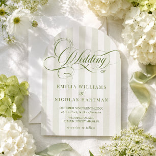 Green Striped Wedding Invitation