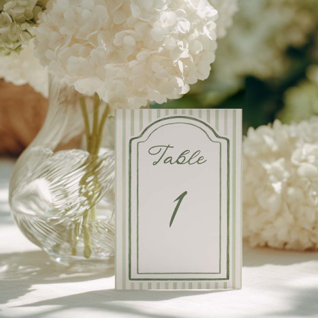 Green Striped Wedding  Table Number (Creator Uploaded)