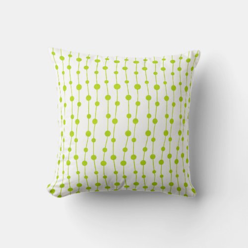 Green Stripes and Polka Dots Pattern Throw Pillow