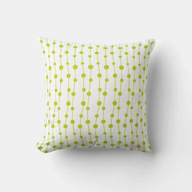 Green Stripes and Polka Dots Pattern Throw Pillow (Front)