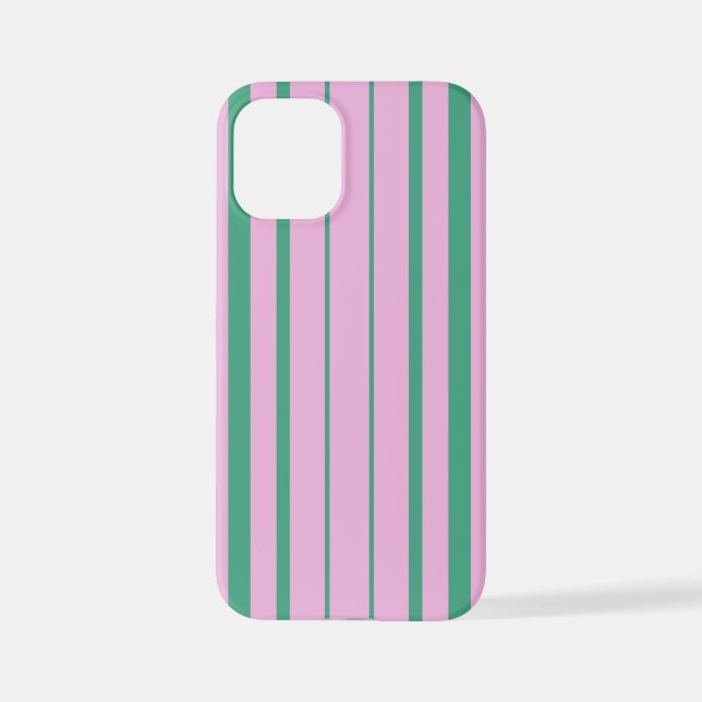 Green Stripes and Soft Pink iPhone 12 Mini Case (Back)