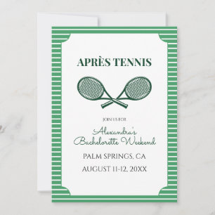 Green Stripes Après Tennis Bachelorette Weekend Invitation