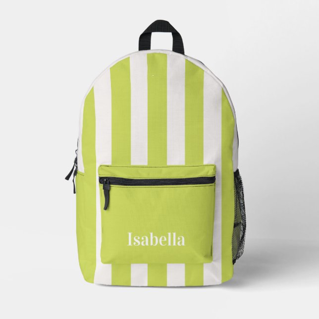 Green Stripes Back to School Girl Backpack (Front)