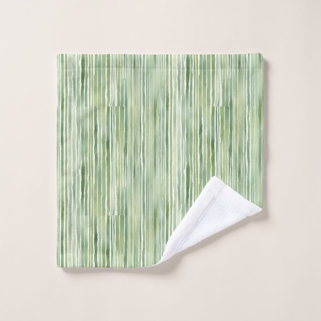 Green Stripes  Bath Towel Set (Wash Cloth)