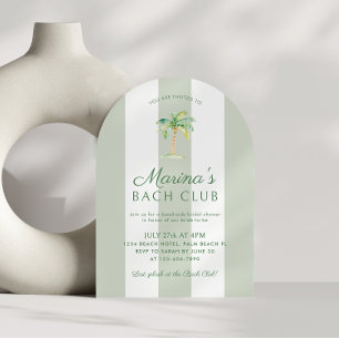 Green Stripes Beach Bach Club Bridal Shower Arch Invitation