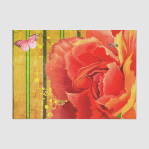 GREEN STRIPES BEE Tissue Paper WITH POPPY