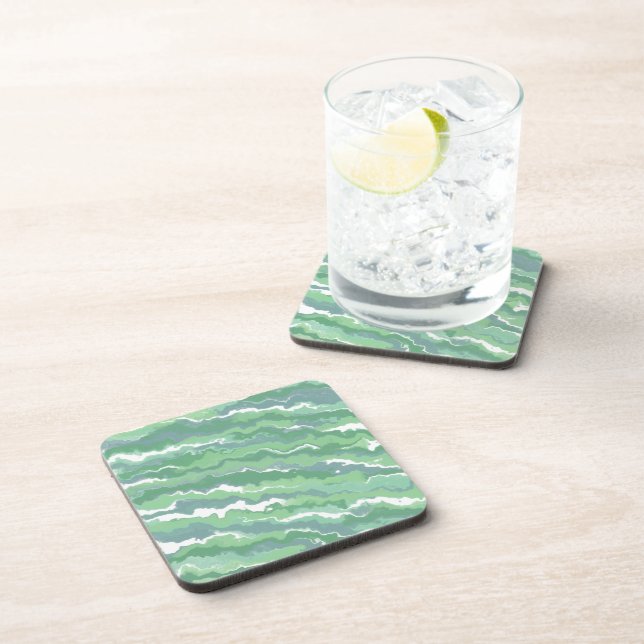 Green Stripes Beverage Coaster (Right Side)