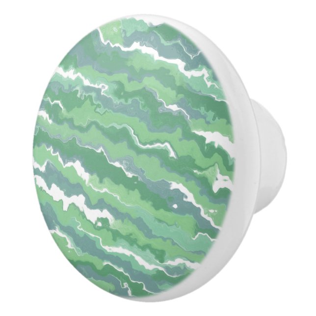 Green Stripes Ceramic Knob (Right)