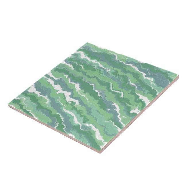 Green Stripes Ceramic Tile (Side)