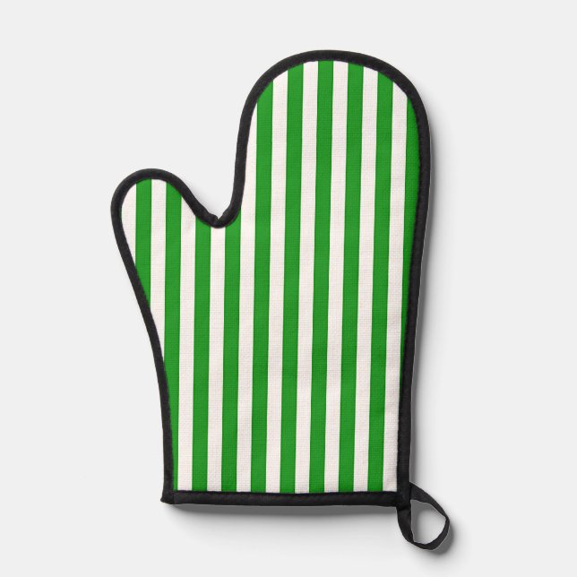 Green  Stripes Chef Baker Grilling  Oven Mitt (Front)
