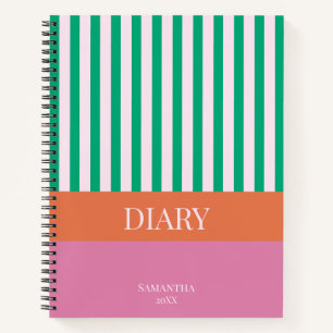 Green Stripes Colorful Diary Journal Notebook
