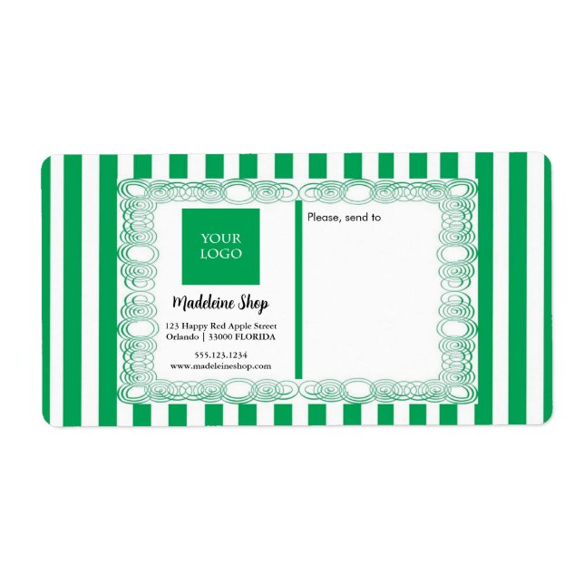 Green Stripes & Curly Frame & Logo Label (Front)