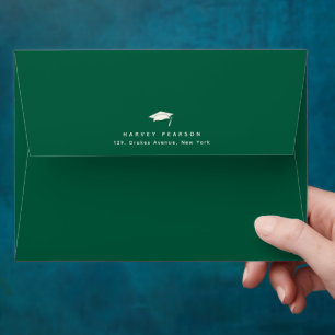 Green Stripes Custom Graduation Return Address Envelope