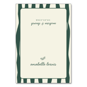 Green Stripes Custom Guest Name Wedding Place Card