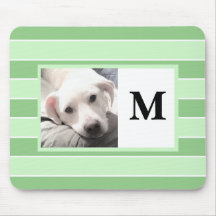 Green Stripes Custom Initial One Photo Cute Dog Mo