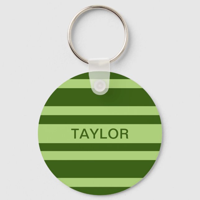 Green Stripes custom monogram key chains (Front)