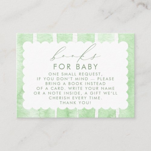 Green Stripes Cute Books For Baby Request Enclosure Card