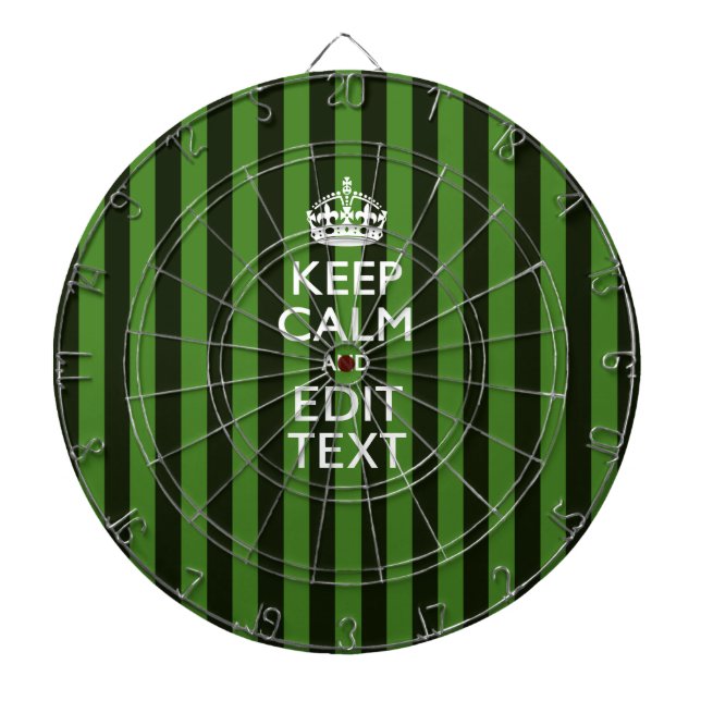 Green Stripes Decor Keep Calm Your Text Dartboard With Darts (Front)