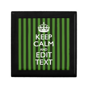 Green Stripes Decor Keep Calm Your Text Gift Box