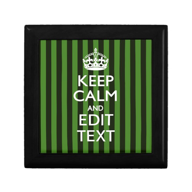 Green Stripes Decor Keep Calm Your Text Gift Box (Front)