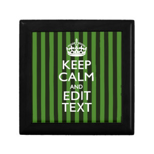 Green Stripes Decor Keep Calm Your Text Gift Box