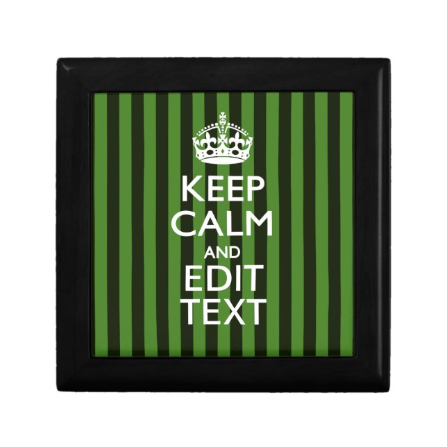Green Stripes Decor Keep Calm Your Text Gift Box (Front)