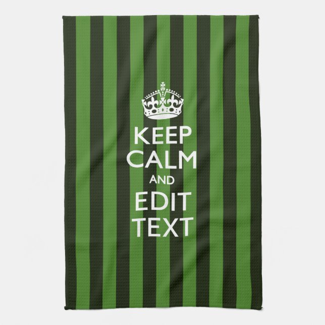 Green Stripes Decor Keep Calm Your Text Towel (Vertical)