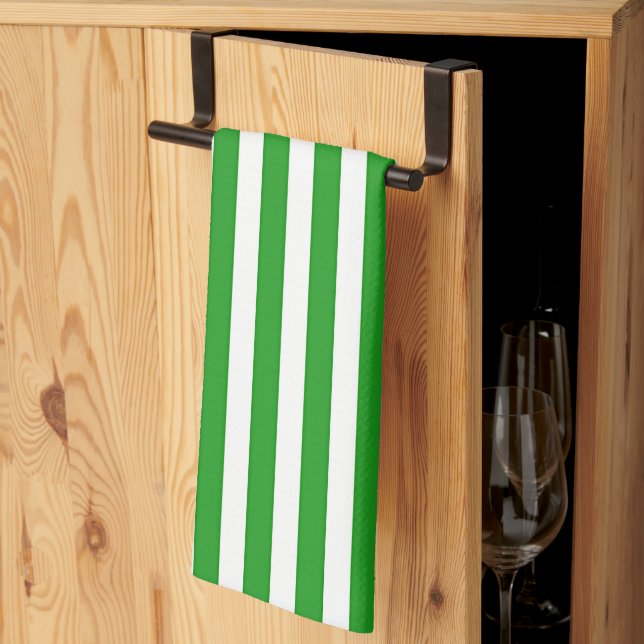 Green  Stripes Dish Towel Kitchen Towel (Thirds Fold)
