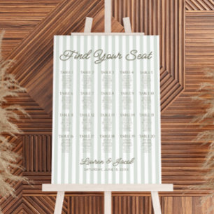 Green Stripes Find Your Seat Wedding Seating Chart Foam Board