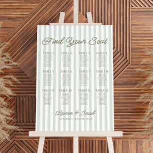 Green Stripes Find Your Seat Wedding Seating Chart Foam Board