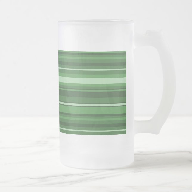 Green stripes frosted glass beer mug (Right)