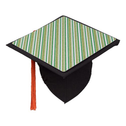 Green Stripes Glitter Graduation Cap Topper
