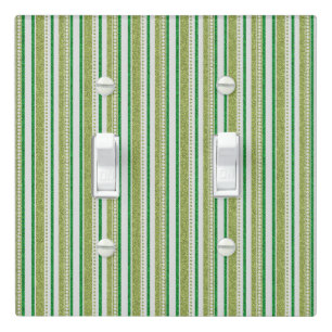 Green Stripes Glitter Light Switch Cover