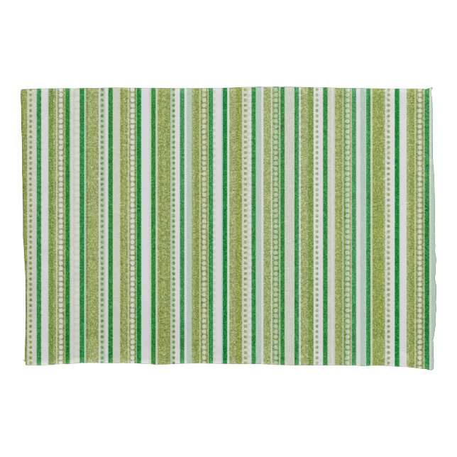 Green Stripes Glitter Pillow Case (Front)