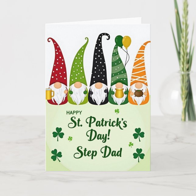 Green Stripes Gnome St Patricks Card (Front)