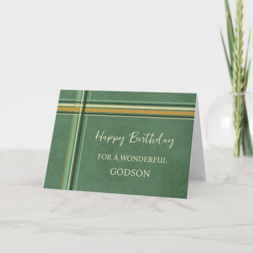 Green Stripes Godson Birthday Card