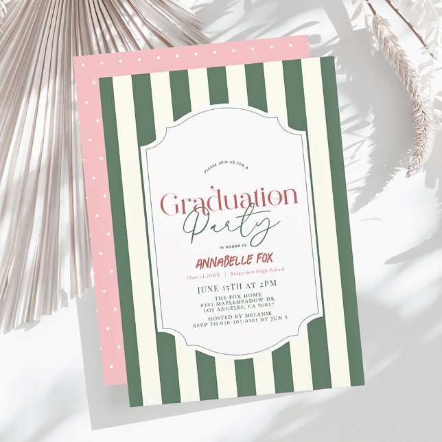 Green Stripes Graduation Party Invitation (Creator Uploaded)
