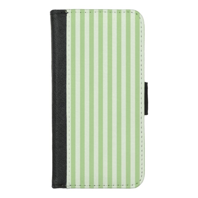 Green Stripes iPhone Wallet Case (Front)