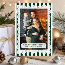 Green Stripes Lace Christmas Photo